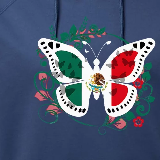 Mexican Independence Day Butterfly Mexico Performance Fleece Hoodie