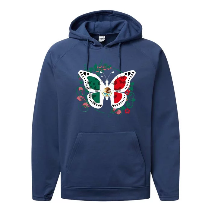 Mexican Independence Day Butterfly Mexico Performance Fleece Hoodie