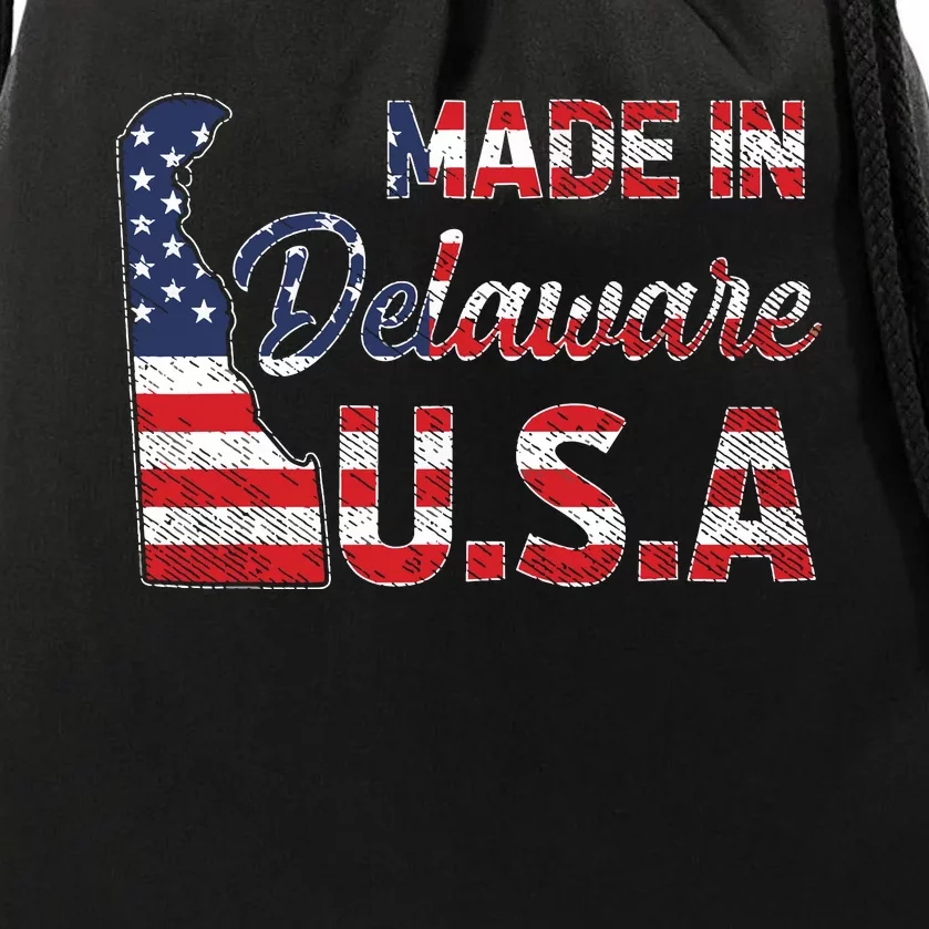 Made In Delaware Us Map State American Flag Delaware Drawstring Bag