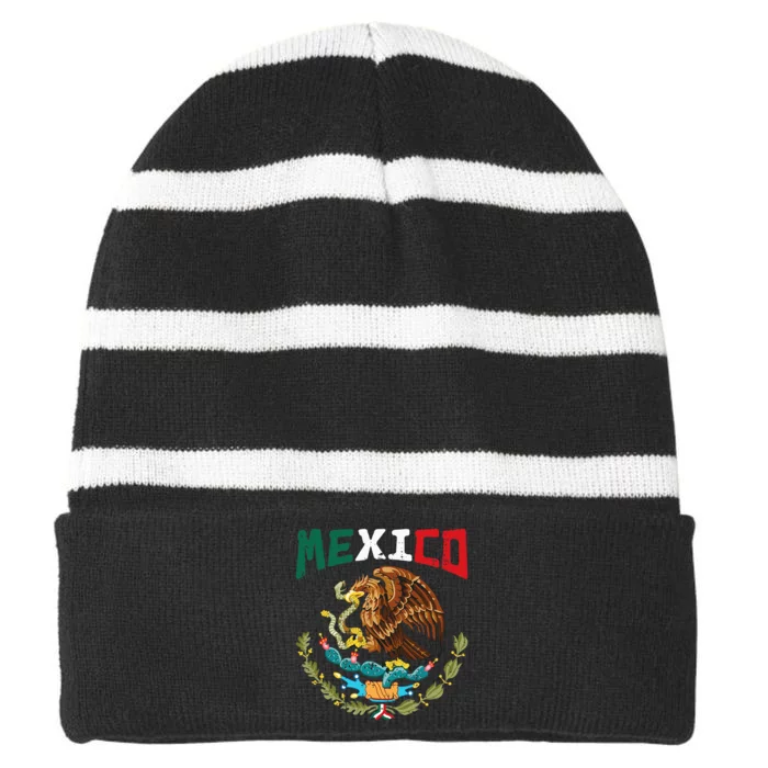 Mexican Independence Day Mexico Striped Beanie with Solid Band