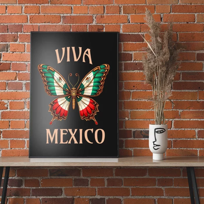 Mexico Independence Day Butterfly Mexican Flag Poster