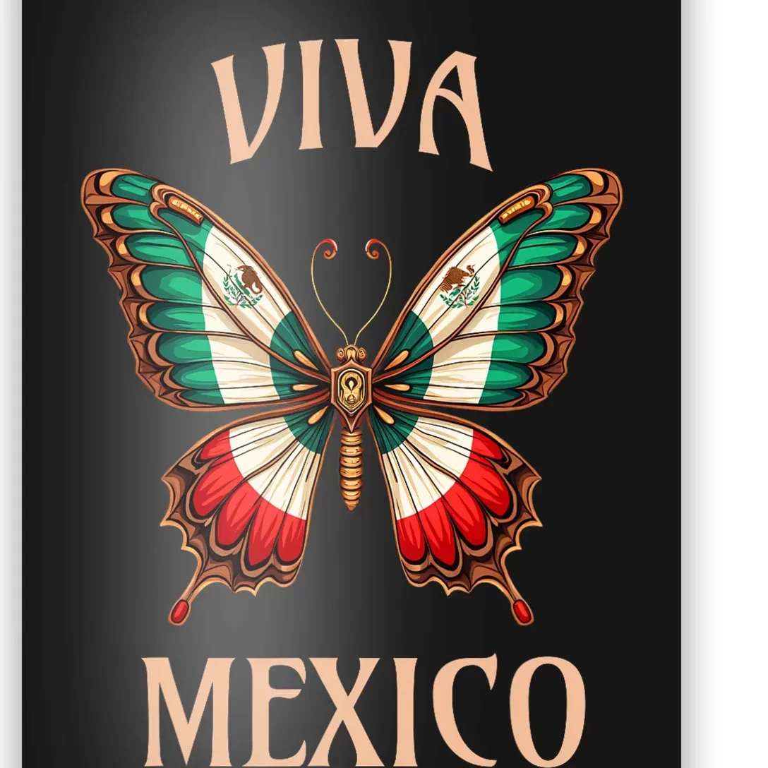 Mexico Independence Day Butterfly Mexican Flag Poster