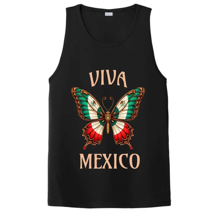 Mexico Independence Day Butterfly Mexican Flag Performance Tank