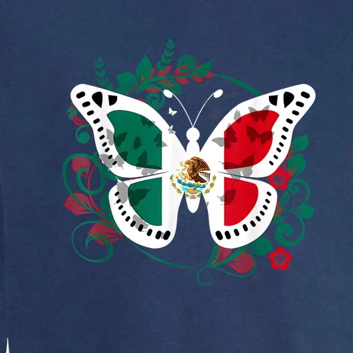 Mexican Independence Day Butterfly Mexico Girls Garment-Dyed Sweatshirt