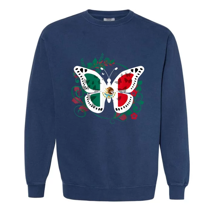 Mexican Independence Day Butterfly Mexico Girls Garment-Dyed Sweatshirt