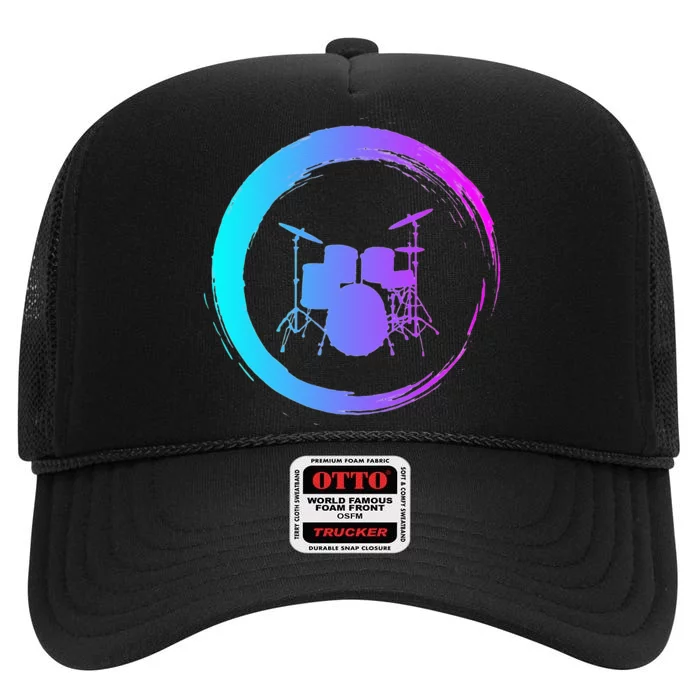 Musical Instrument Drummer Drums Musician High Crown Mesh Trucker Hat