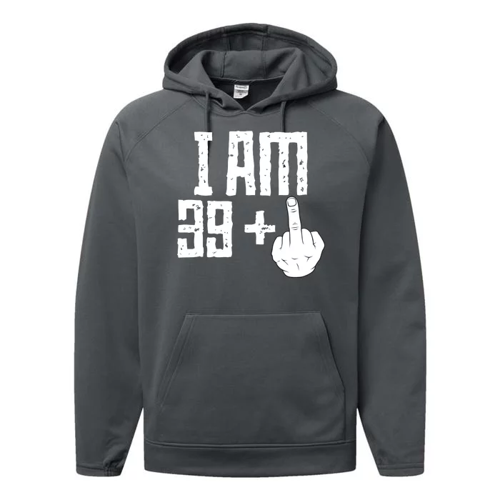 Middle Finger 40th Birthday Funny Performance Fleece Hoodie