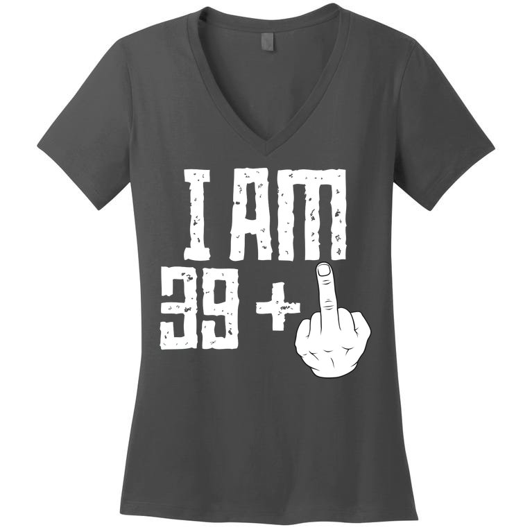 Middle Finger 40th Birthday Funny Women's V-Neck T-Shirt