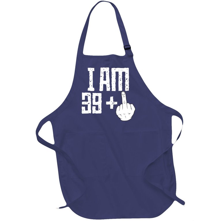 Middle Finger 40th Birthday Funny Full-Length Apron With Pocket