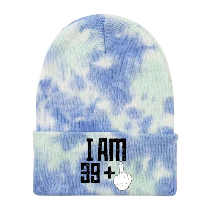 Middle Finger 40th Birthday Funny Tie Dye 12in Knit Beanie