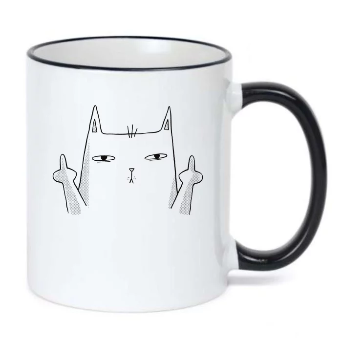 Middle Finger Cat Black Color Changing Mug