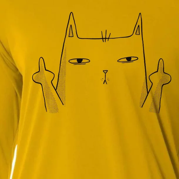 Middle Finger Cat Cooling Performance Long Sleeve Crew