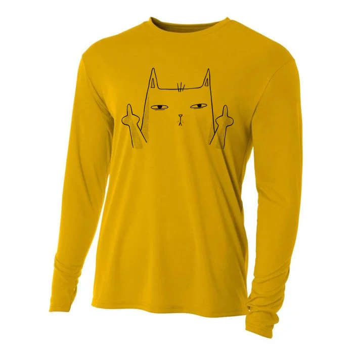 Middle Finger Cat Cooling Performance Long Sleeve Crew