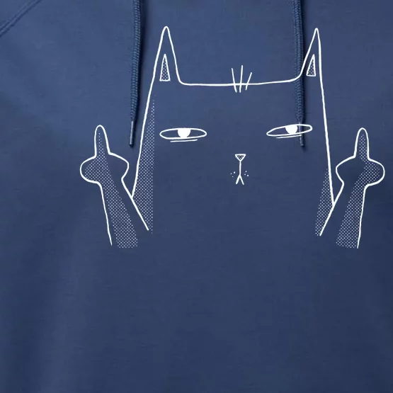 Middle Finger Cat Performance Fleece Hoodie