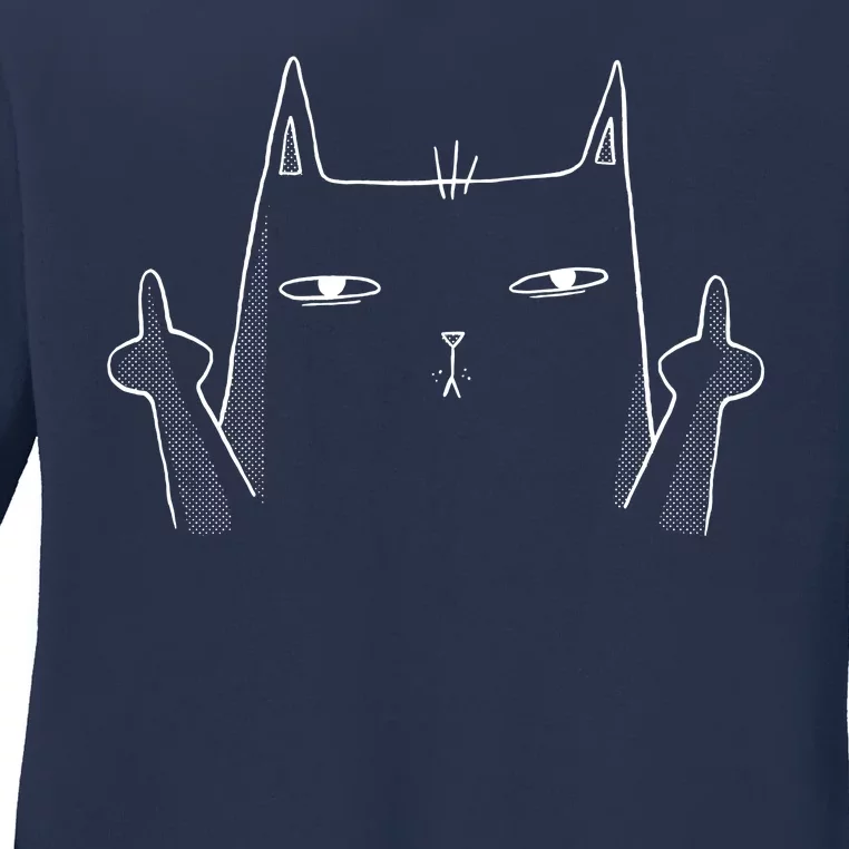 Middle Finger Cat Ladies Long Sleeve Shirt