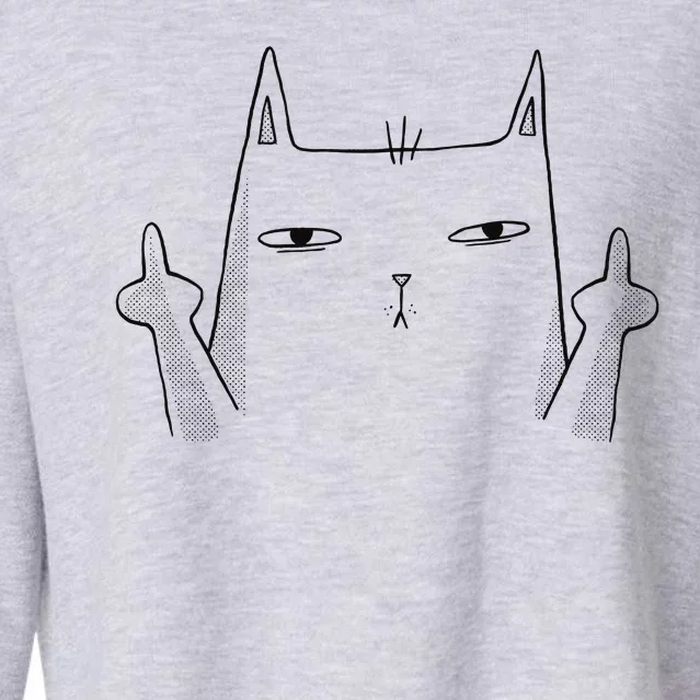 Middle Finger Cat Cropped Pullover Crew