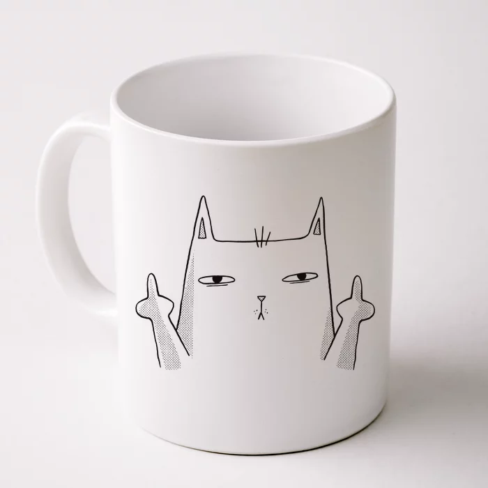 Middle Finger Cat Front & Back Coffee Mug