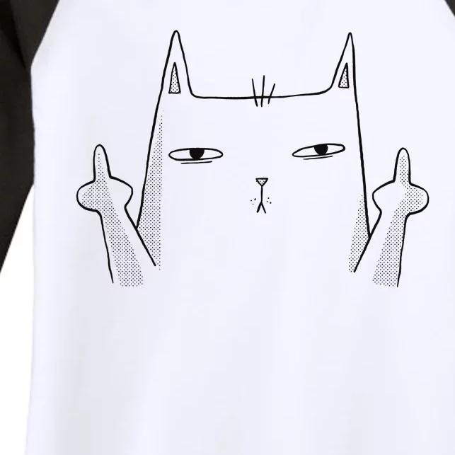 Middle Finger Cat Women's Tri-Blend 3/4-Sleeve Raglan Shirt