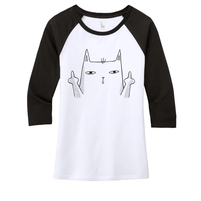 Middle Finger Cat Women's Tri-Blend 3/4-Sleeve Raglan Shirt