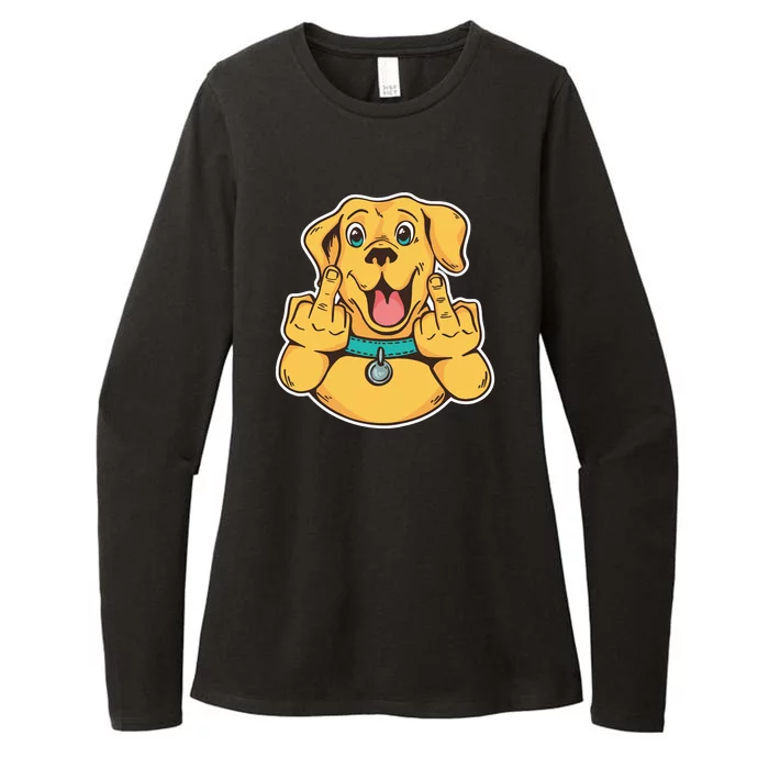 Middle Finger Dog Womens CVC Long Sleeve Shirt