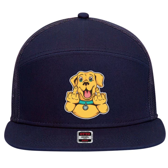 Middle Finger Dog 7 Panel Mesh Trucker Snapback Hat