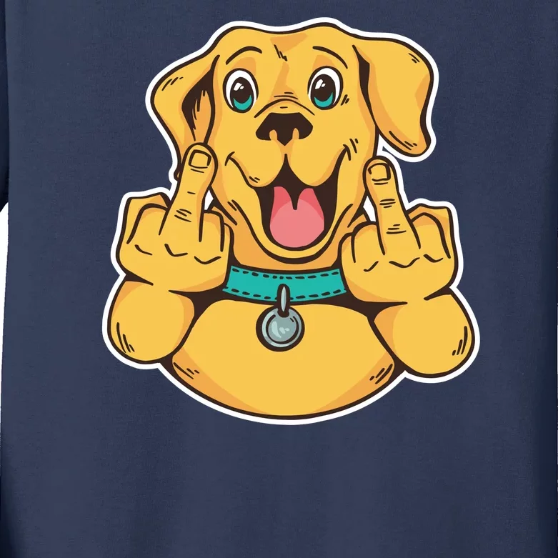 Middle Finger Dog Kids Long Sleeve Shirt