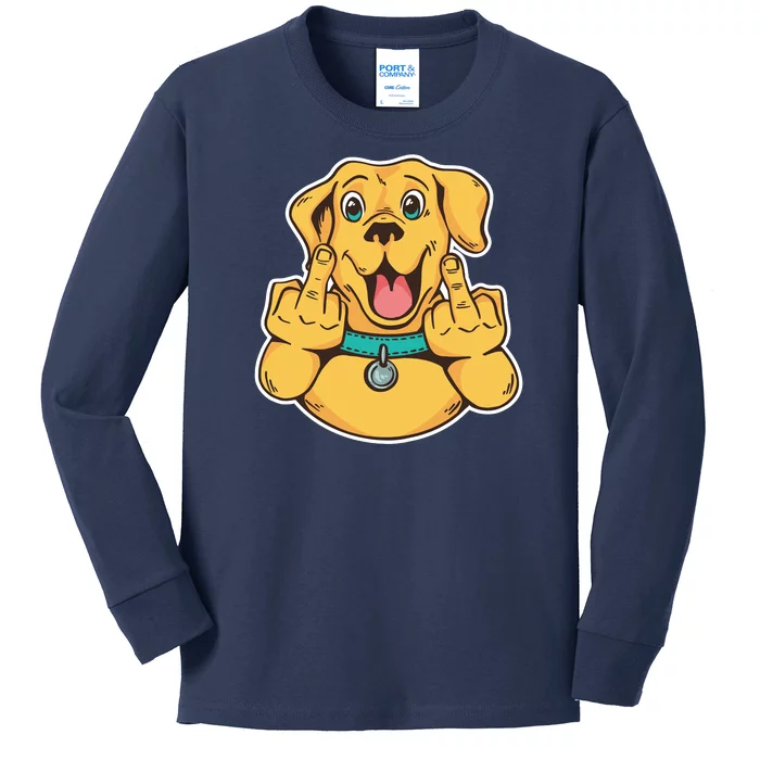 Middle Finger Dog Kids Long Sleeve Shirt