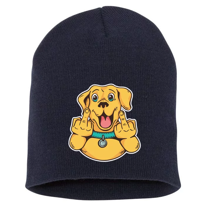 Middle Finger Dog Short Acrylic Beanie