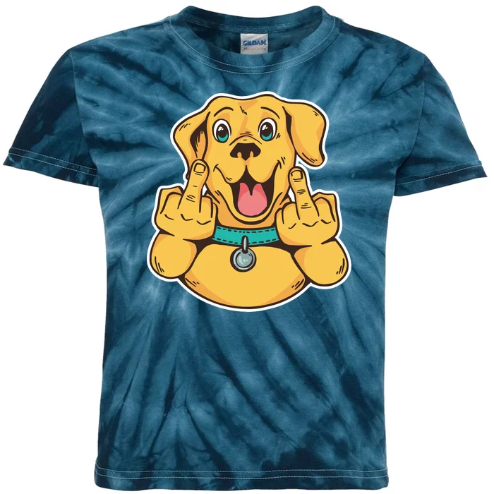 Middle Finger Dog Kids Tie-Dye T-Shirt