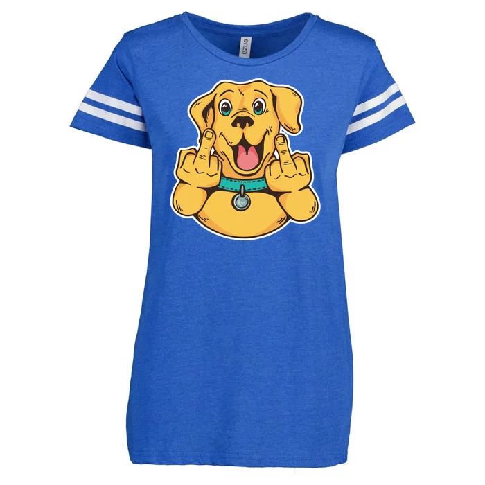 Middle Finger Dog Enza Ladies Jersey Football T-Shirt