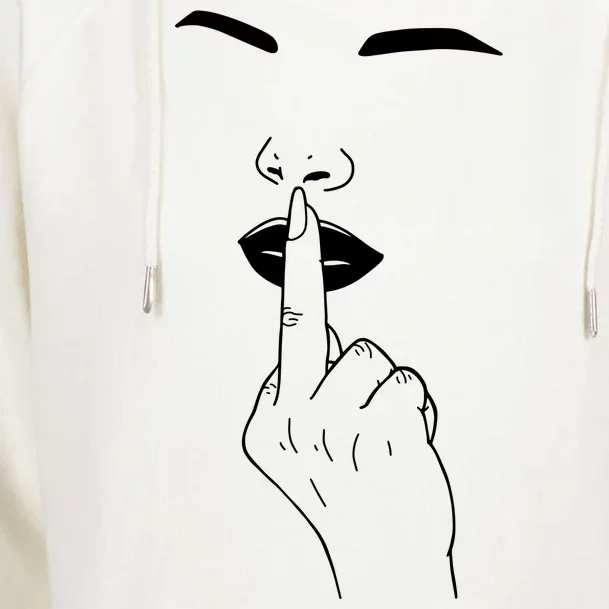 Middle Finger Lips Womens Funnel Neck Pullover Hood