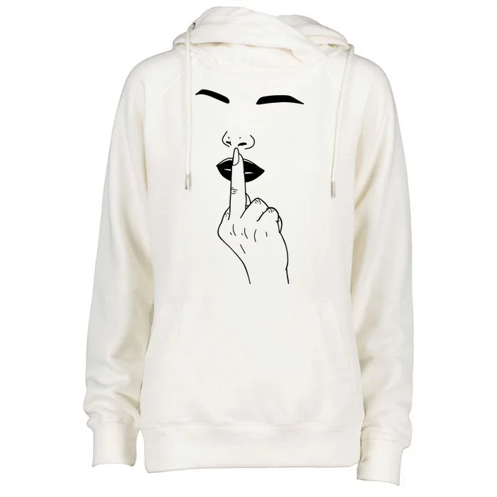 Middle Finger Lips Womens Funnel Neck Pullover Hood