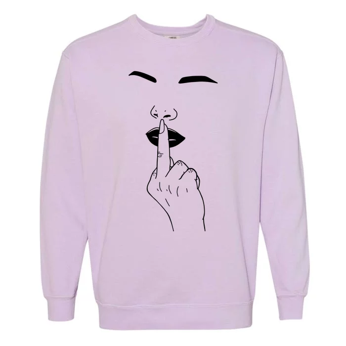 Middle Finger Lips Garment-Dyed Sweatshirt