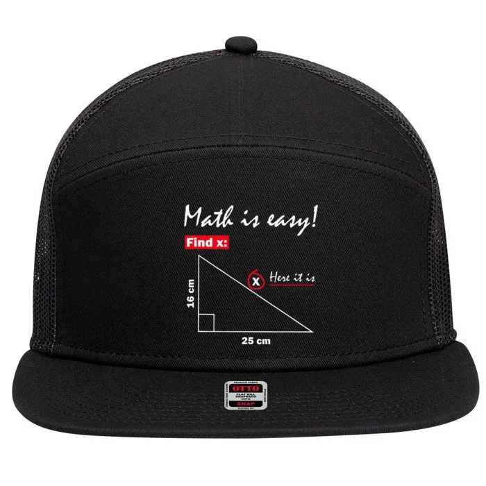 Math Is Easy Find X Here It Is 7 Panel Mesh Trucker Snapback Hat