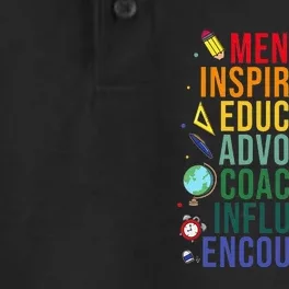 Mentor Inspire Educate Inspired Teacher Life Back To School Dry Zone Grid Performance Polo