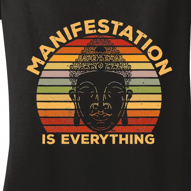 Manifestation Is Everything Law Of Attraction And Yoga Women's V-Neck T-Shirt