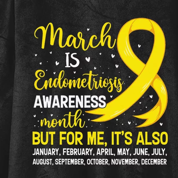 March Is Endometriosis Awareness Month Warrior Support Hooded Wearable Blanket