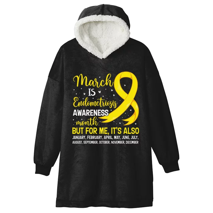 March Is Endometriosis Awareness Month Warrior Support Hooded Wearable Blanket