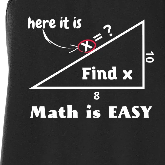 Math Is Easy Here It Is Funny Math Teacher Student Gift Women's Racerback Tank