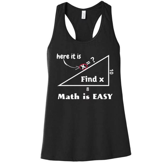 Math Is Easy Here It Is Funny Math Teacher Student Gift Women's Racerback Tank