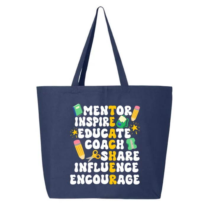 Mentor Inspire Educate Coach Share Influence Encourage Teacher Back To School 25L Jumbo Tote