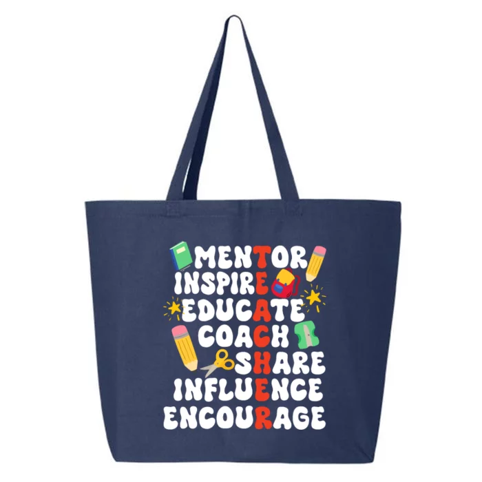 Mentor Inspire Educate Coach Share Influence Encourage Teacher Back To School 25L Jumbo Tote