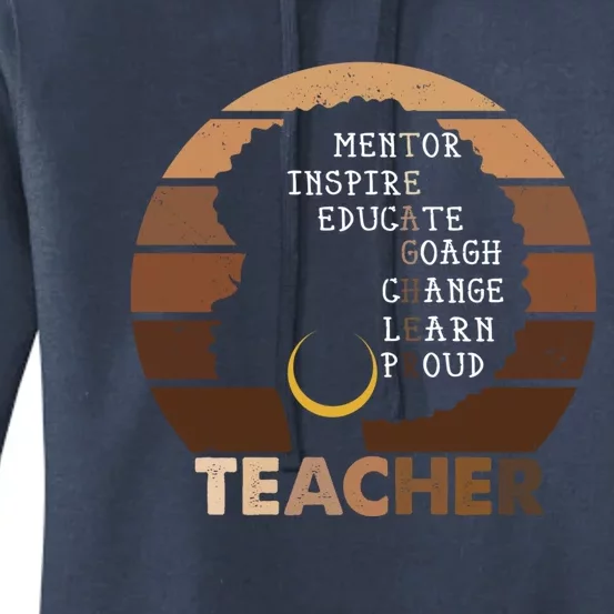 Mentor Inspire Educate Coach African American Black Teacher Gift Women's Pullover Hoodie