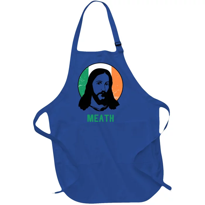 Meath Ireland Flag Jesus St Patricks Day Great Gift Full-Length Apron With Pocket