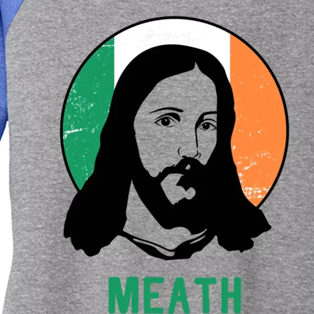 Meath Ireland Flag Jesus St Patricks Day Great Gift Women's Tri-Blend 3/4-Sleeve Raglan Shirt