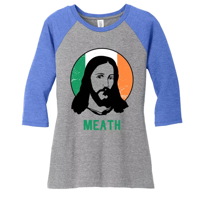 Meath Ireland Flag Jesus St Patricks Day Great Gift Women's Tri-Blend 3/4-Sleeve Raglan Shirt