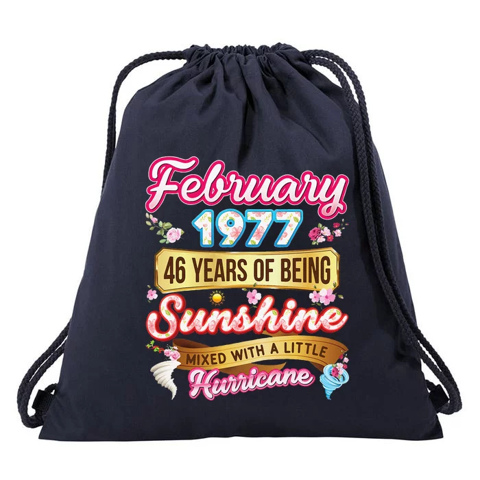 Made In February 1977 46 Years Old 46th Birthday Gift Drawstring Bag