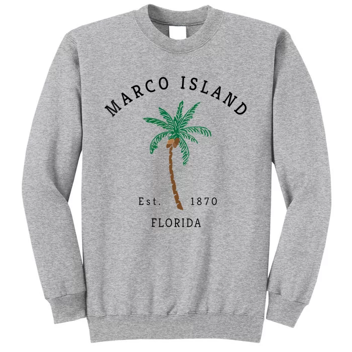 Marco Island Florida Colorful Palm Tree Retro Novelty Tall Sweatshirt