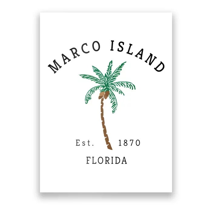 Marco Island Florida Colorful Palm Tree Retro Novelty Poster