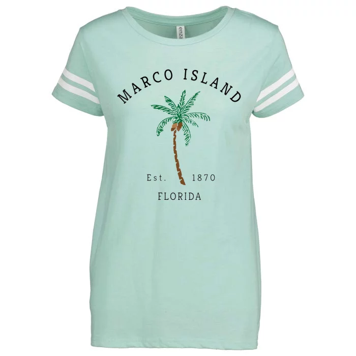 Marco Island Florida Colorful Palm Tree Retro Novelty Art Enza Ladies Jersey Football T-Shirt